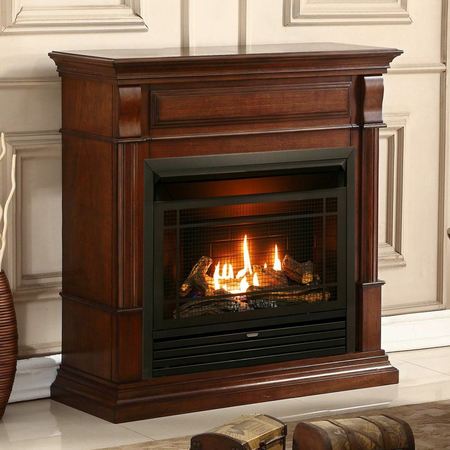 Duluth Forge Dual Fuel Ventless Gas Fireplace With Mantel - 26,000 Btu, Remote DFS-300R-2AC